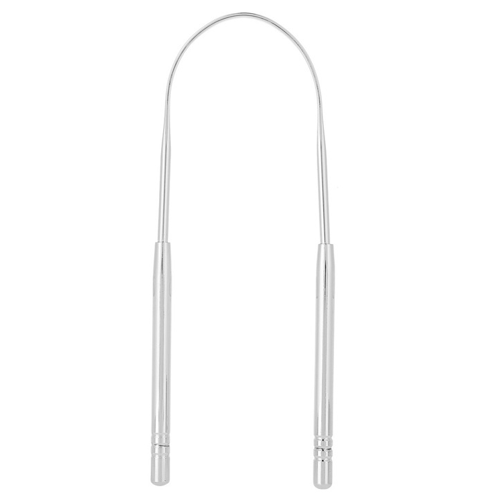 304-es rozsdamentes acél nyelvtisztító, szájápolási készlet, 13x5 cm, arany és ezüst