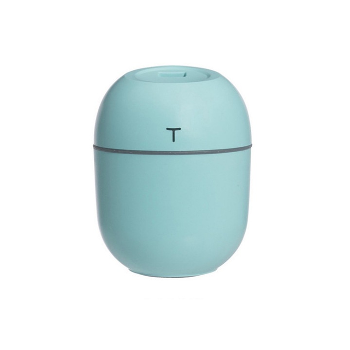 Mini USB párásító, longziming, 220 ml-es kapacitás, csendes működés, színes tojás alakú, zöld