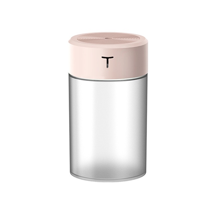 Mini USB párásító, longziming, 220 ml-es űrtartalom, csendes működés, rózsaszín-fehér