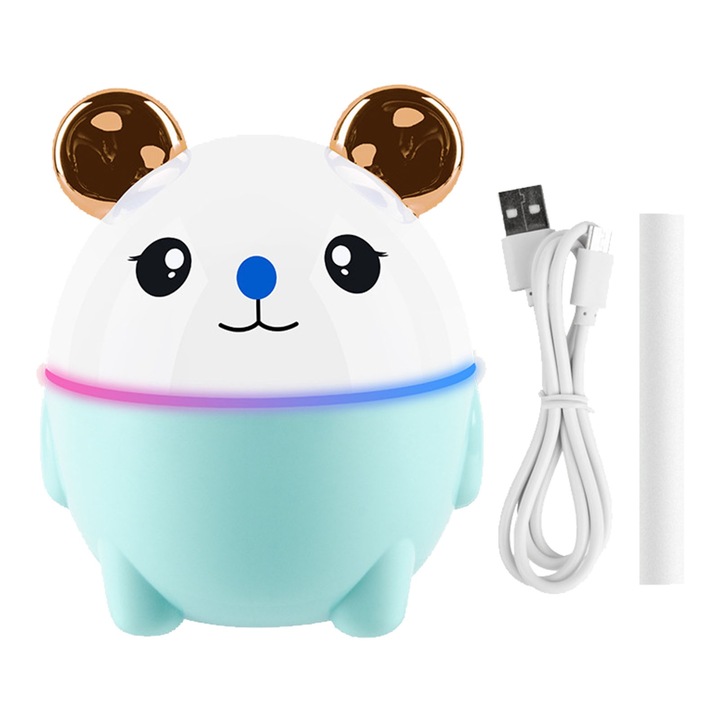 Mini asztali párásító, longziming, 230 ml űrtartalom, állatmintás, hordozható, biztonságos műanyag
