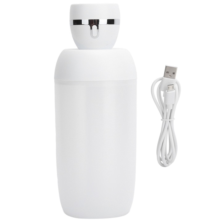 400 ml-es párásító, hosszúkás, kerek alakú, hordozható, USB-s, otthoni vagy irodai használatra