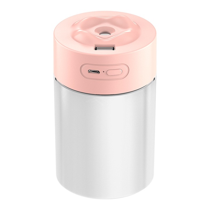 USB párásító 220ML nagy kapacitású, csendes kialakítás, hordozható, éjszakai fénnyel, rózsaszín