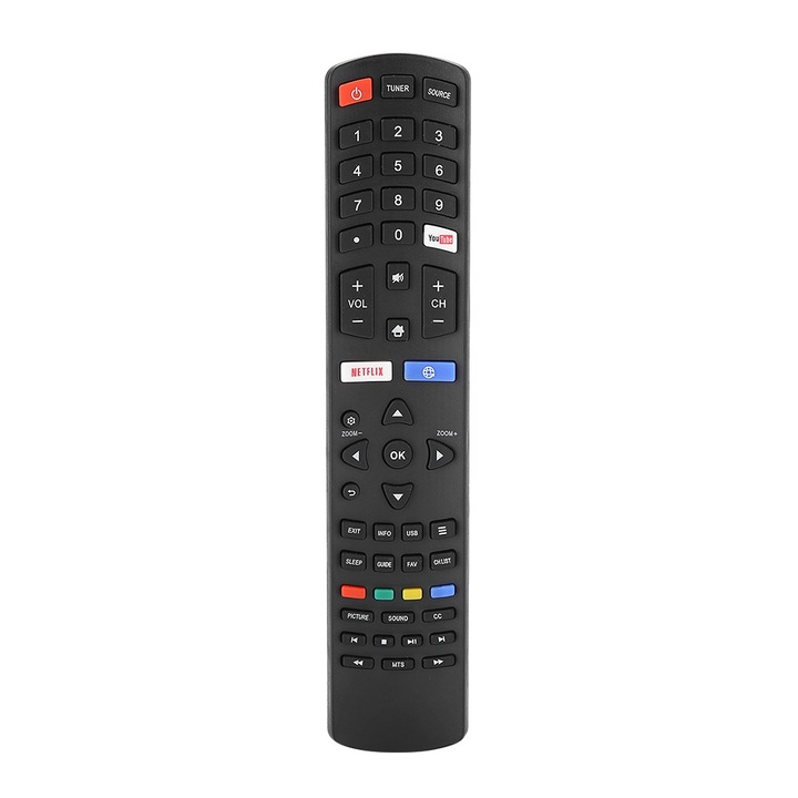 Tartalék távirányító TCL RC311S TV-hez, ABS anyagból, vezérlési távolság > 8m, méretek 232x45x20mm