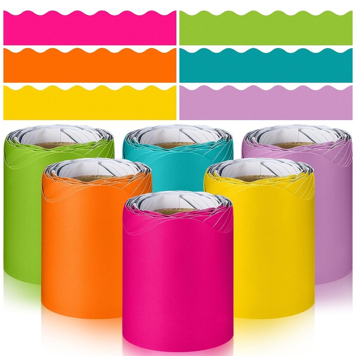 Комплект от 6 цветни ролки за декорация, 5.7 см x 10 м, водоустойчив хартиен материал