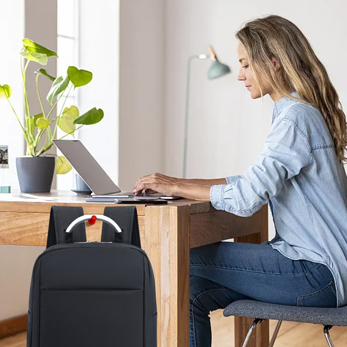 Rucsac pentru laptop, BGHYHYHI, Poliester/Panza Oxford, Negru