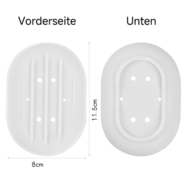 Suport de sapun din silicon, set 2 bucati alb si gri, dimensiuni 11.5x8cm