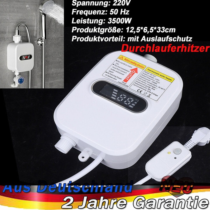 Elektromos vízmelegítő, Enforose, kompakt kialakítás, rozsdamentes acél, konyhába és fürdőszobába