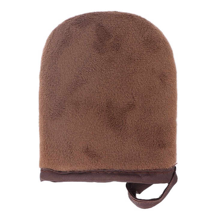 Jormftte önbarnító kesztyű, testápoló applikátor, mikroszálas, barna színű, kis méret