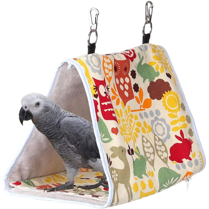 Casuta pentru pasari, Enforose, design durabil si lavabil, acces usor, dimensiuni potrivite pentru papagali mici si medii, multicolor