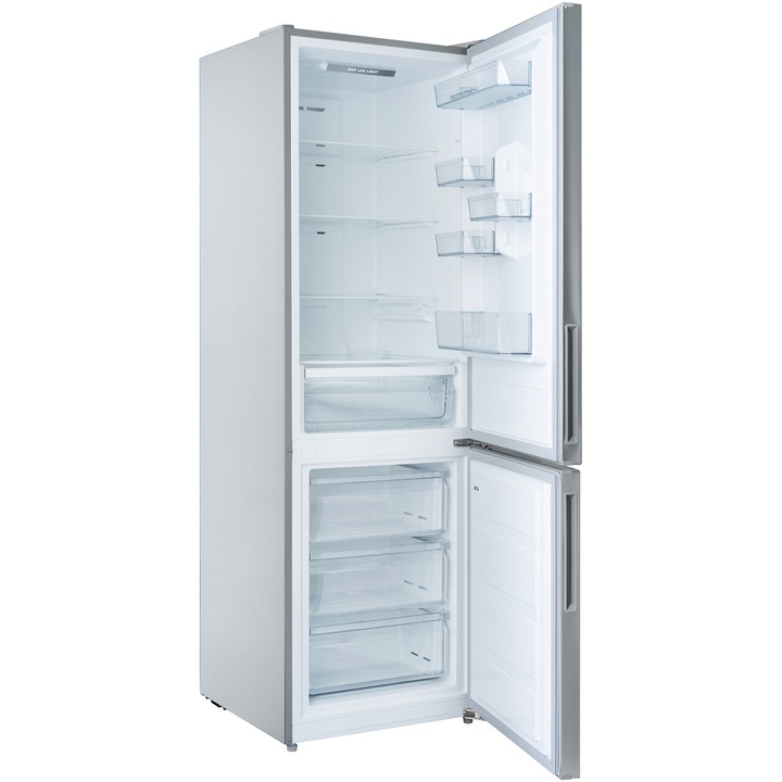 Combina frigorifica Daewoo DNF-310MEX-1, 310 l, Total No Frost, Control electronic, Iluminare LED, Clasa E, Inox