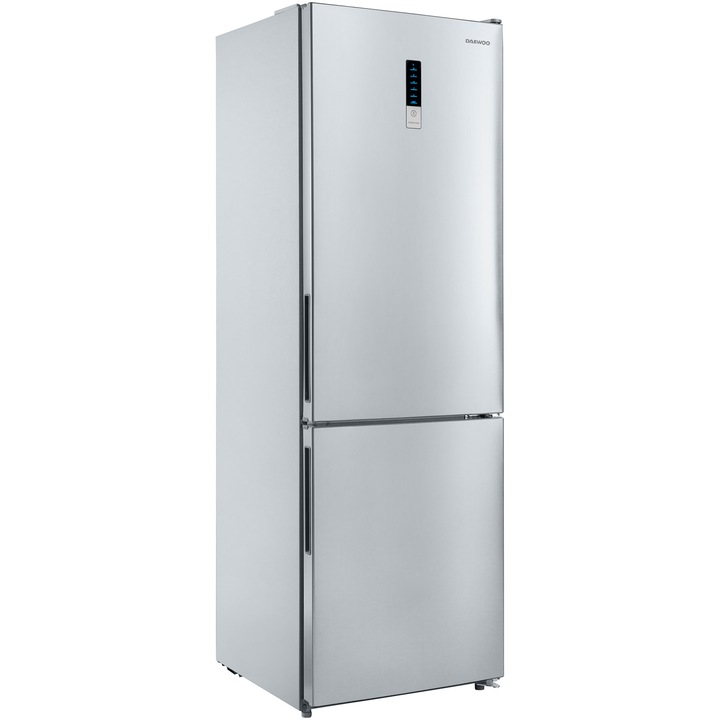 Combina frigorifica Daewoo DNF-310MEX-1, 310 l, Total No Frost, Control electronic, Iluminare LED, Clasa E, Inox