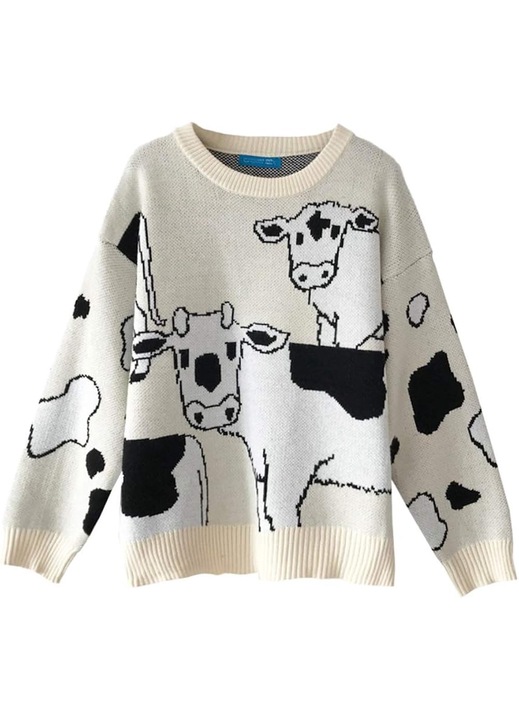 Női pulóver, Jormftte, retró design, fehér, kötött, univerzális méret INTL