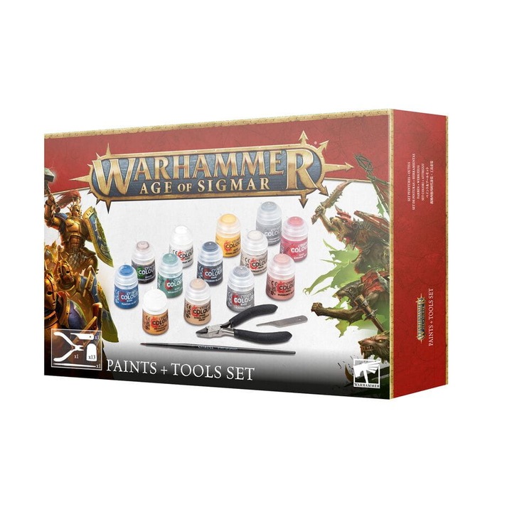 Комплект инструменти за рисуване и моделиране, Warhammer Age of Sigmar 4 ed., Games Workshop, 13x12 ml, многоцветен