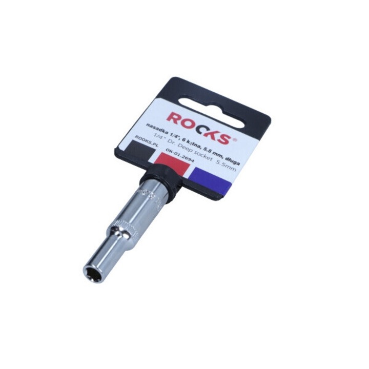 Cheie tubulara Rooks 1/4", 5.5 mm, 6-katna, lunga, din otel CRV 50BV30