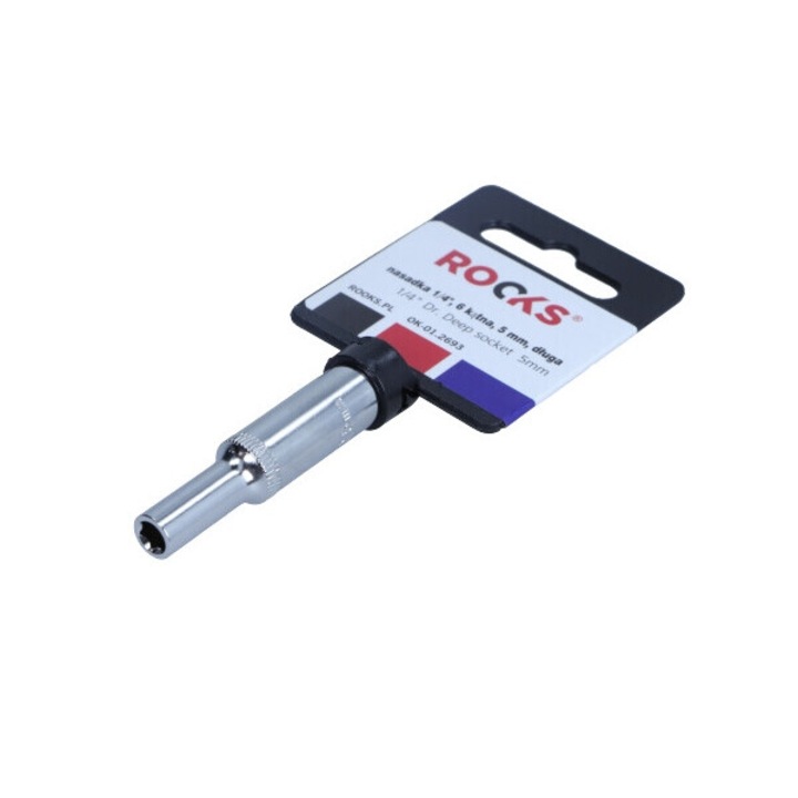 Cheie tubulara Rooks 1/4", 5 mm, 6-kat, lunga, otel