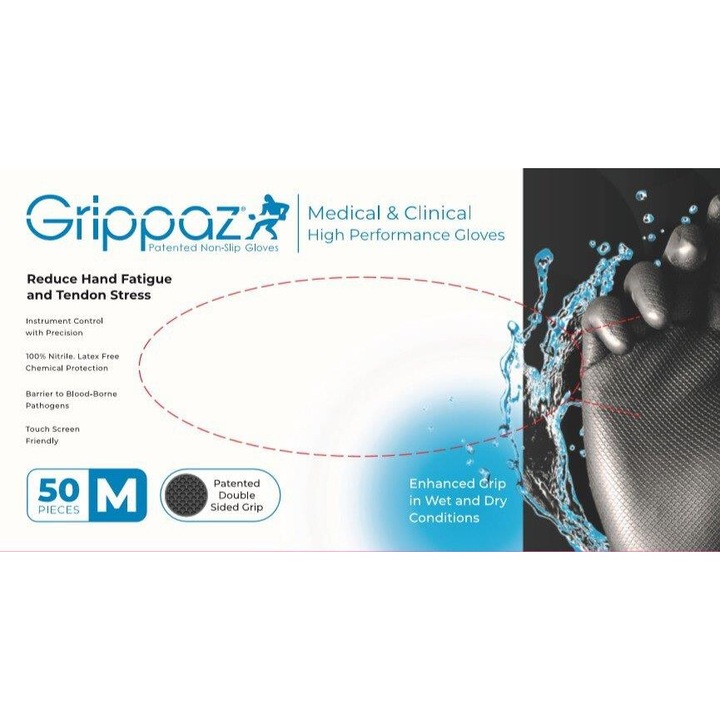 Grippaz 2445 Munkavédelmi kesztyű, fekete, 5,5g, 50 db-os készlet, m