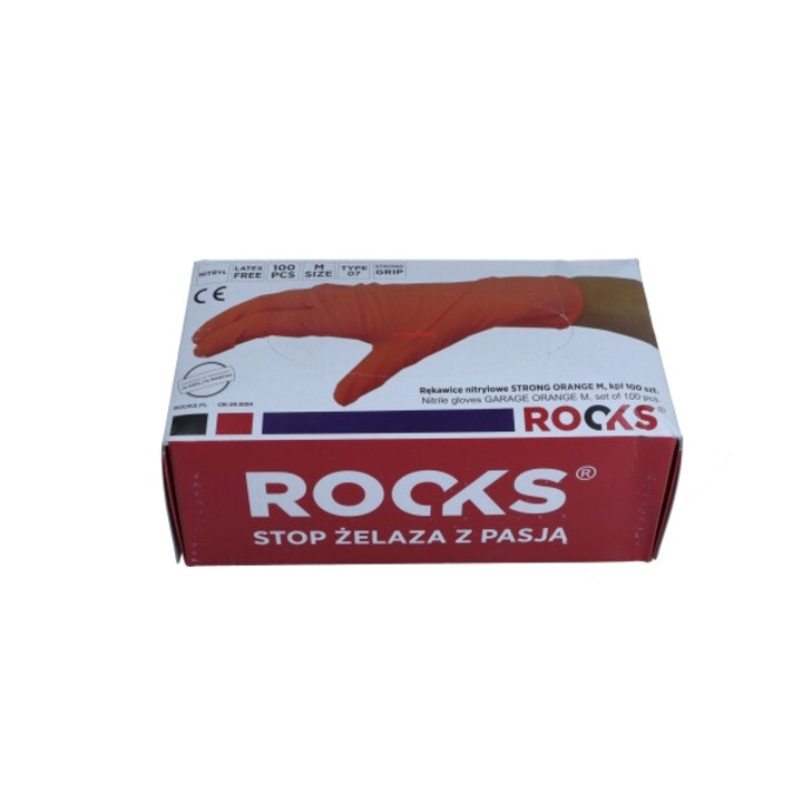 Rooks védőkesztyű, nitrites, sötét narancssárga színű, 50 db, M-es, vegyszerálló, csúszásmentes