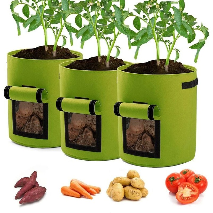 Ghiveci de gradina din material netesut, AMRINUGL, cu manere intarite, reutilizabil