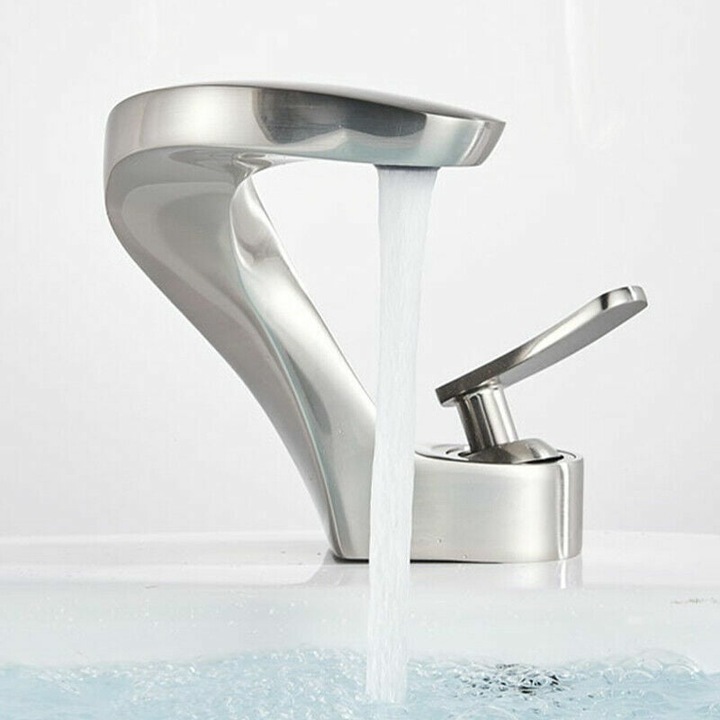 Szálcsiszolt nikkel fürdőszobai meleg-hideg állítható mosdó csaptelep MAGIC