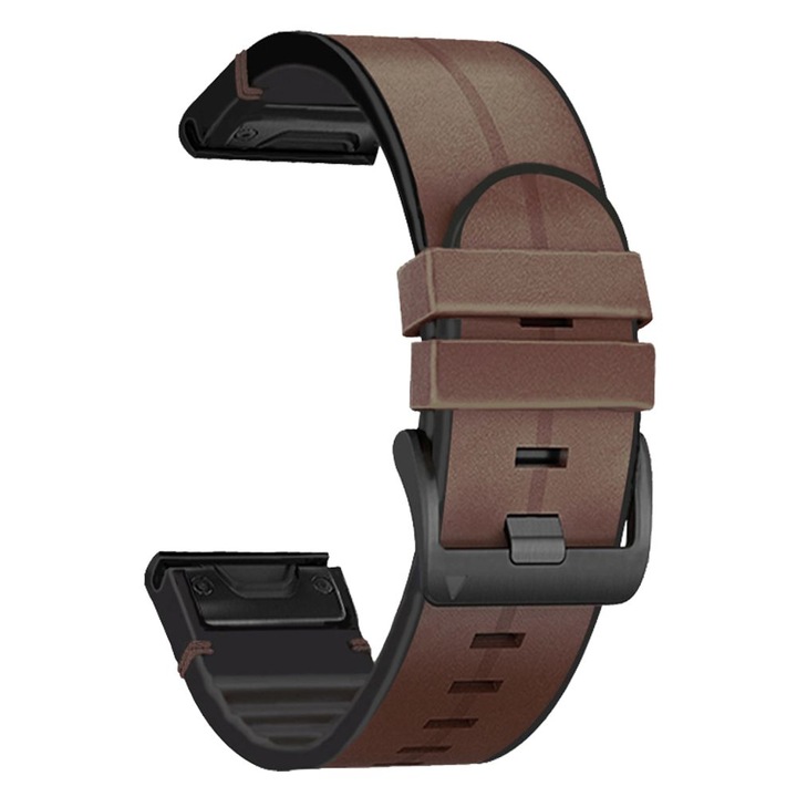 Curea piele Tech-Protect Silicone PU compatibila cu Garmin Fenix 5/6/6 Pro/7/8/E 47mm Brown