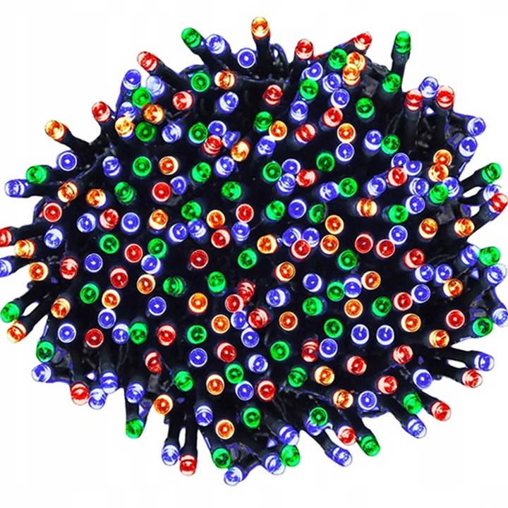 Sternhoff karácsonyfa égő, 21,7 m hosszú, 300 LED, 8 világítási mód, beltéri és kültéri használatra, zöld kábel, IP 44, kombinálható, sokszínű