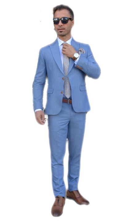 Мъжки костюм, I'm Romanian, slim fit, светлолилав, Светлосин | Сив