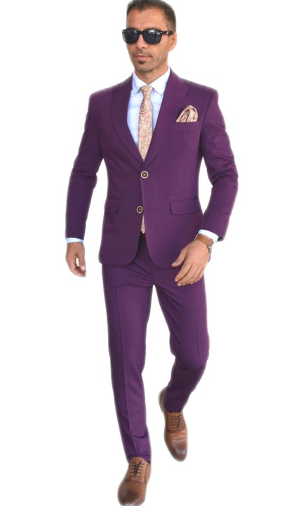 Мъжки костюм, I'm Romanian, slim fit, casual, Лилав