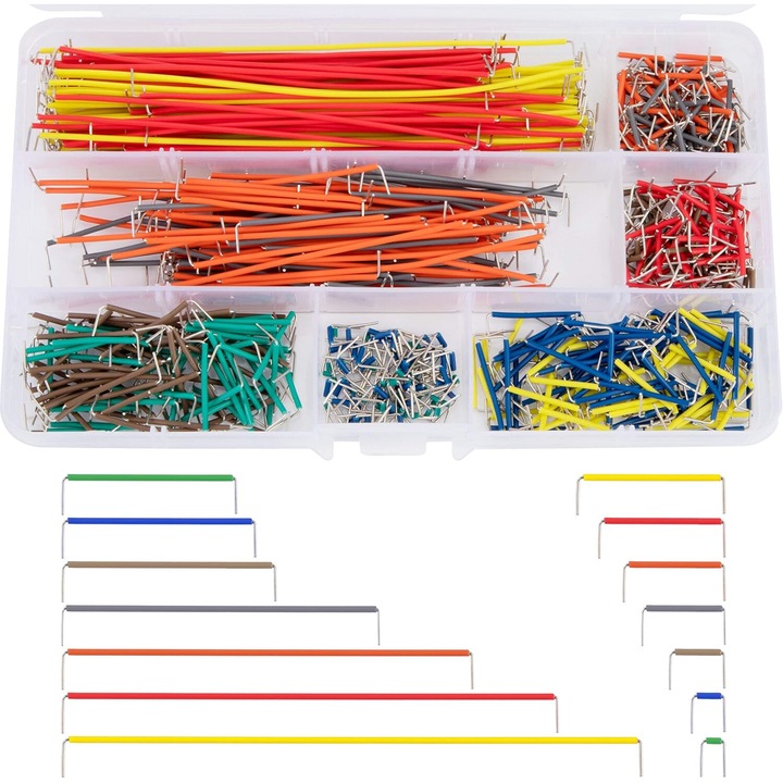 Set cabluri jumper AMRINUGL, fara lipire, colorate, 14 dimensiuni, cutie depozitare