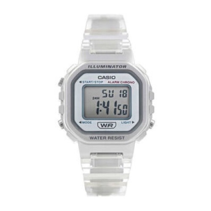 Ceas copii, Casio, model LA-20WHS-7A, Mecanism quartz, 28x9mm, bratara 18mm, Transparent