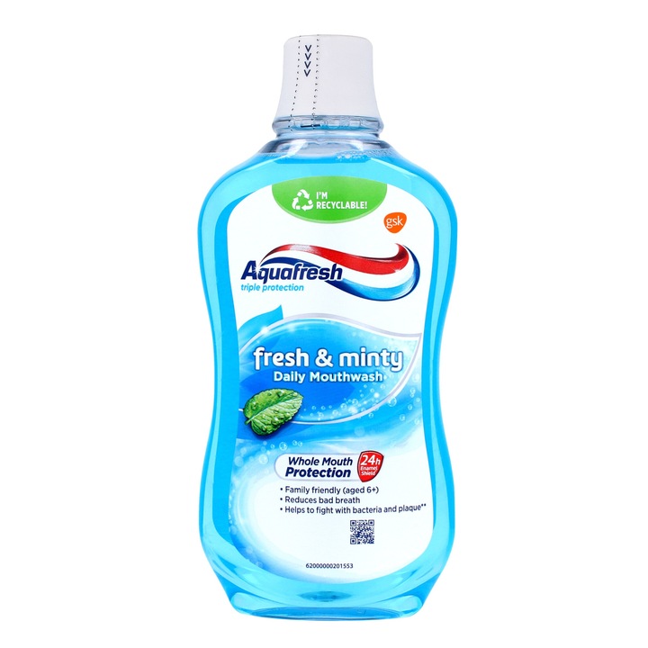 Вода за уста GSK AQUAFRESH FRESH & MINTY, 500мл