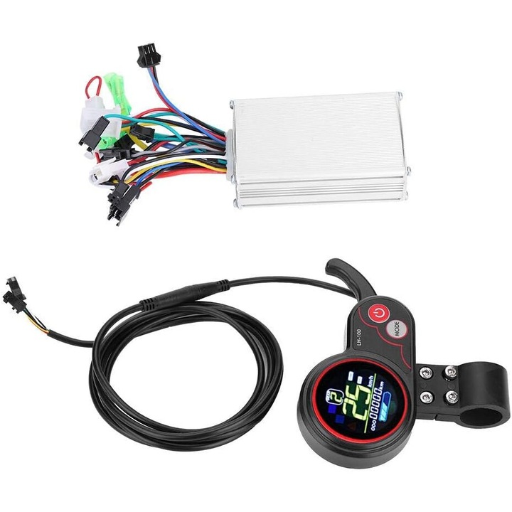 Контролер за електрически велосипед, WALALLA, LCD дисплей, 250W-350W, черен, 24V/36V/48V