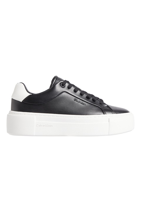 CALVIN KLEIN, Pantofi sport de piele cu platforma, Negru, 38