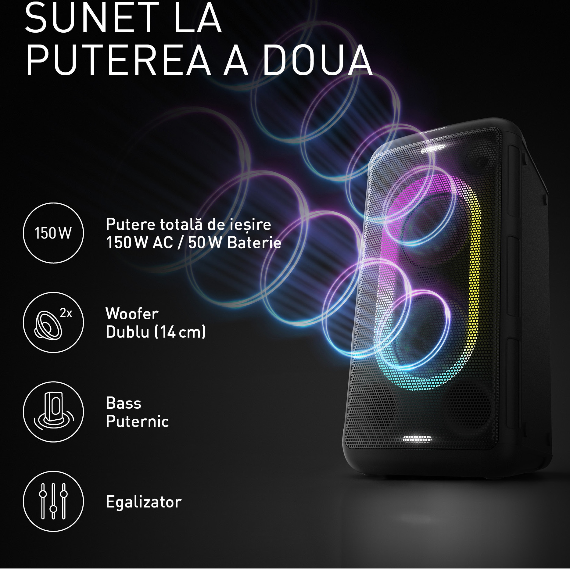 Sistem audio portabil Panasonic BMAX10E-K, 150W, Bluetooth, Multi