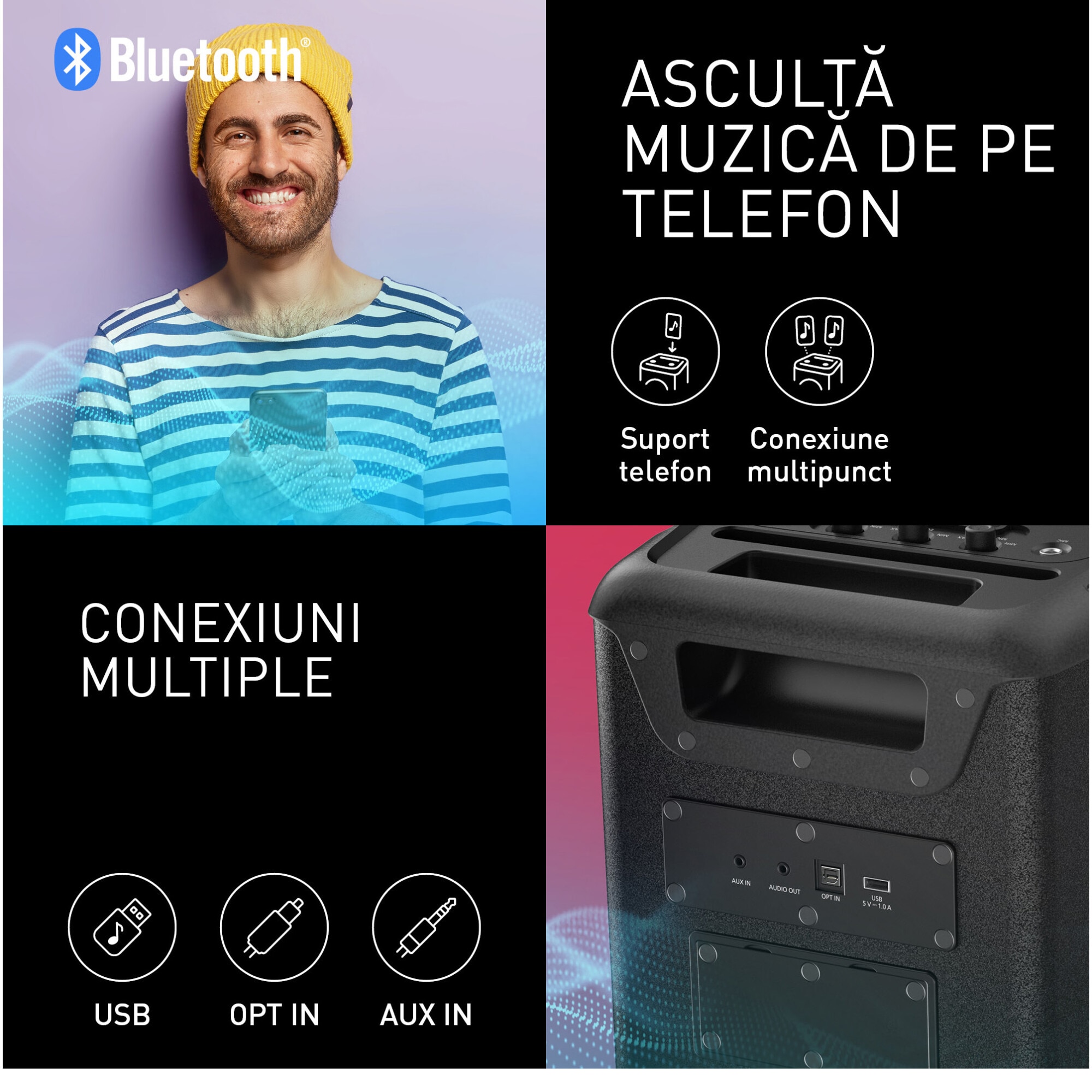 Sistem audio portabil Panasonic BMAX10E-K, 150W, Bluetooth, Multi
