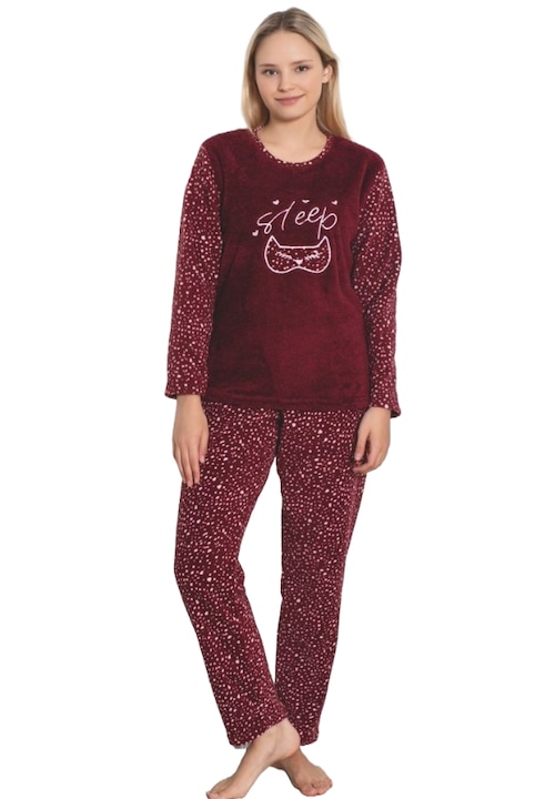 Pijama Pufoasa Cocolino Dama, Moale si Calduroasa, UraMag, Sleep, Visiniu, XL