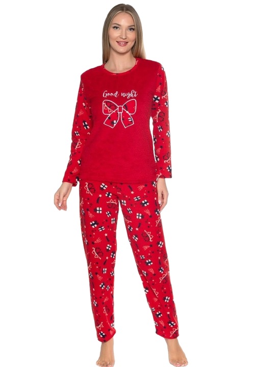 Bolyhos pizsama Cocolino, női, puha és meleg, Ura, Élénkpiros, XL