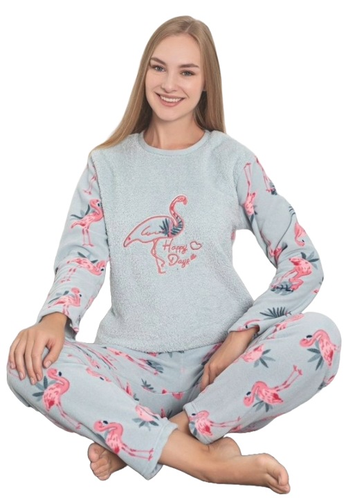 Pijama Pufoasa Cocolino Dama, Moale si Calduroasa, UraMag, Barza, Vernil, 2XL