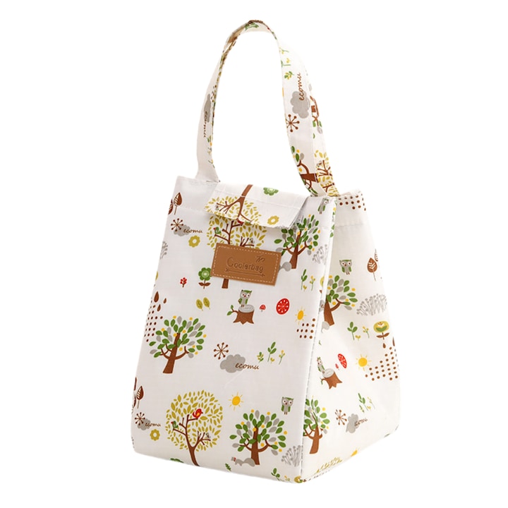 Хладилна чанта, Fantasy, пролетен принт, затваряне с велкро, с дръжка за носене, 23,5x19,5x17 см, многоцветен