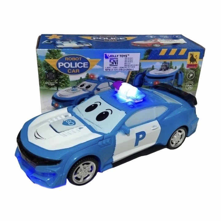 Masina albastra politie transformer, din plastic de calitate pentru copii, Yupy®