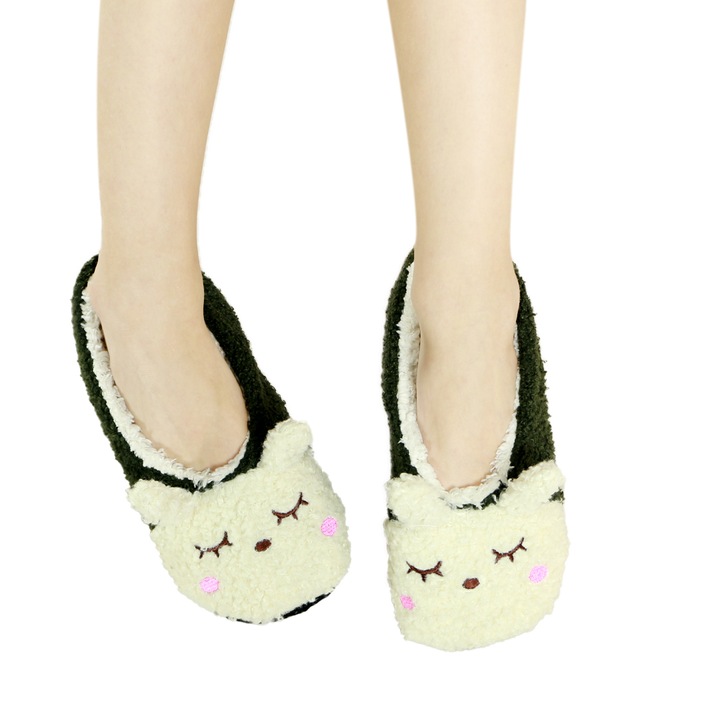 Papuci de camera pufosi 31152-5verde 110606, Verde, 36-39