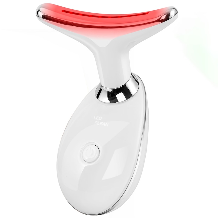 Dispozitiv facial pentru eliminarea ridilor ingrijirea zonei gatului, lifting, stimulare microcirculation, antirid, stimulare EMS, function de incalzire, masaj, vibratii, 3 moduri de culoare