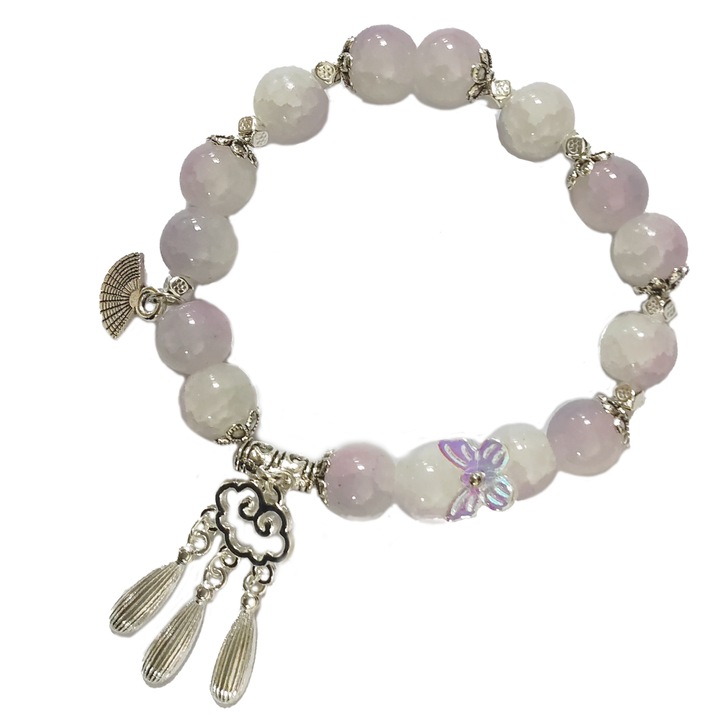 Дамска гривна HEyilin, Минималистичен дизайн, Стъкло, Бял