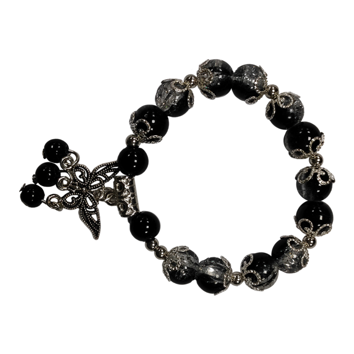 Дамска гривна HEyilin, Минималистичен дизайн, Стъкло, Син/Черен