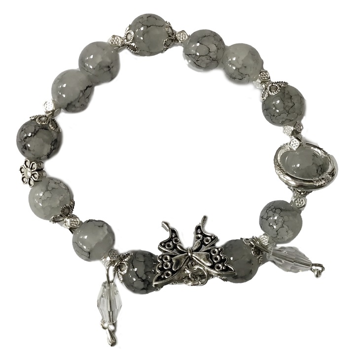 Дамска гривна HEyilin, Минималистичен дизайн, Стъкло, Светлозелен