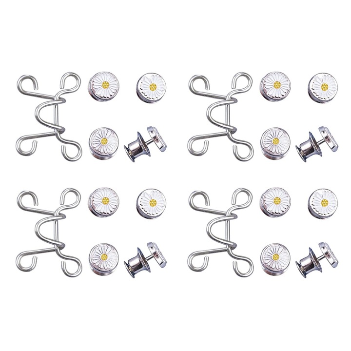 4 db-os nadrágtartozékok készlete, Axroad Mall, Állítható és újrafelhasználható, Könnyen használható és szétszedhető, Felsőkhöz, farmerekhez, szoknyákhoz, ruhákhoz, ingekhez, blúzokhoz, ruhákhoz, öltönynadrágokhoz, mellényekhez, Fém, Ezüst