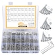 Set 1080 suruburi hexagonale, Axroad Mall, Cu saibe, piulite si cutie de depozitare, Rezistent la coroziune si la rugina, Pentru masini de precizie, instrumente de clasificare, produse electronice, instrumente, M2/M3/M4, Inox, Argintiu