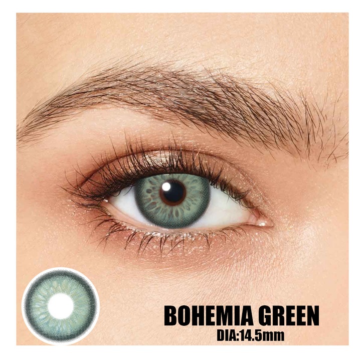 Цветни контактни лещи, bohemia green, 365 Wears, Козметика, Без диоптър