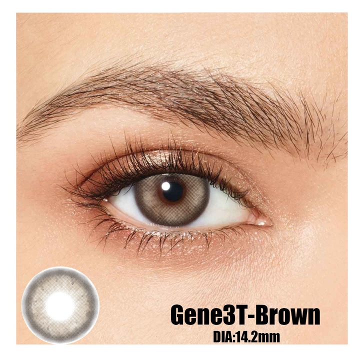 Цветни контактни лещи, Gene3T brown 365 Wears, Козметика, Без диоптри