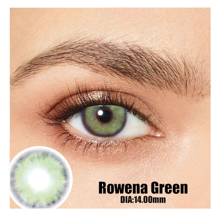 Цветни контактни лещи, ROWENA Green 365 Wear, Козметика, Без диоптър