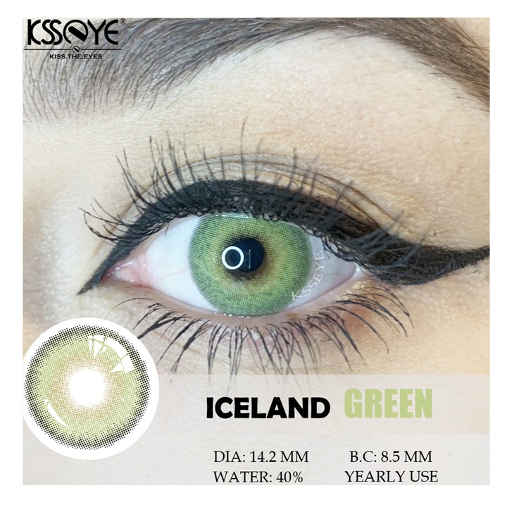 Цветни контактни лещи, Iceland Green 365 Wear, Козметика, Без диоптри